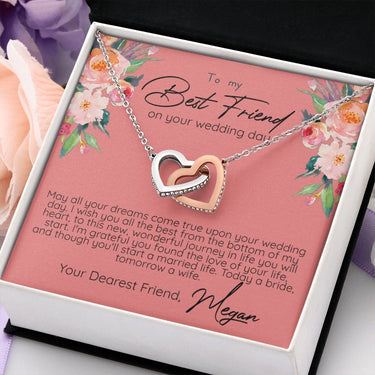 Personalized Best Friend Wedding Interlocking Hearts Necklace - Love You This Much